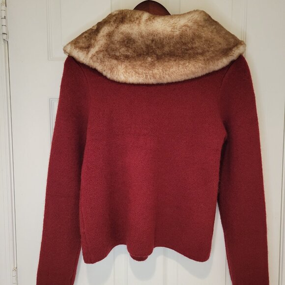 ELLEN TRACY Faux Fur Collar Cardigan NWT - Picture 8 of 10